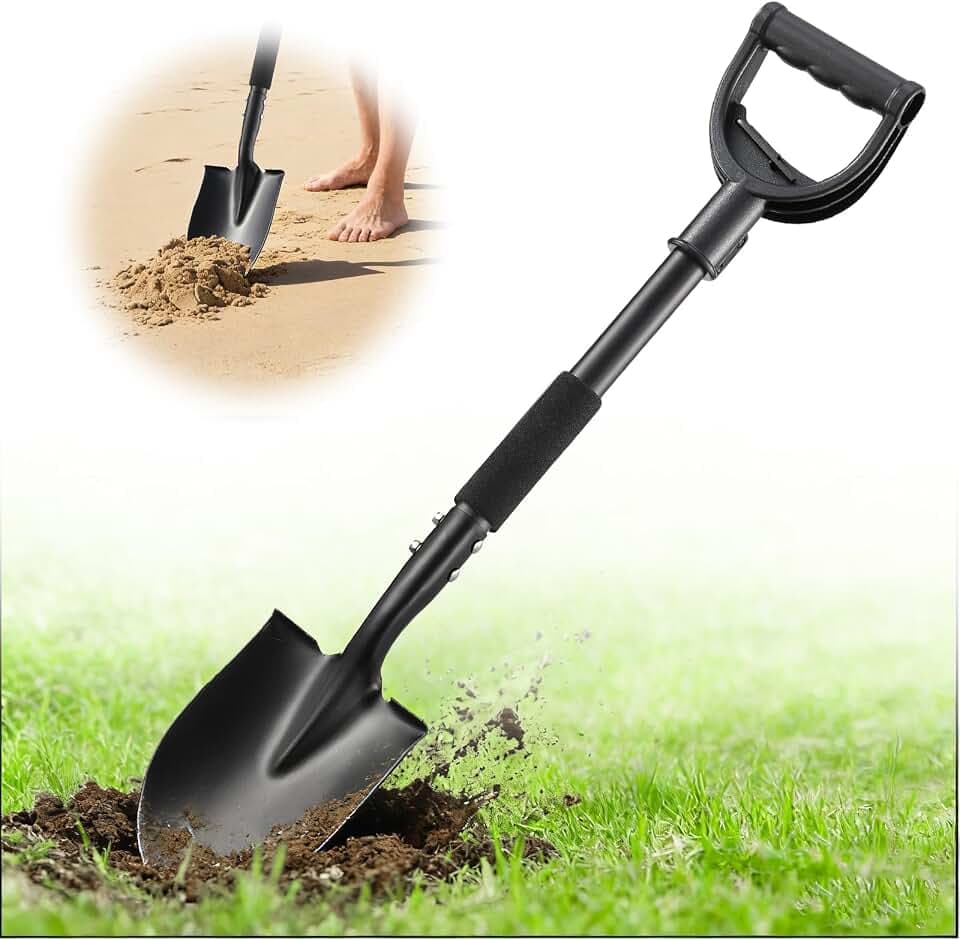 Garden Shovels for Digging, 31 Inch Small Shovel, Heavy Duty Metal Digging Shovel with D-Handle Grip, Compact Spade Shovel for Gardening, Planting, Camping, Beach & Yard Work