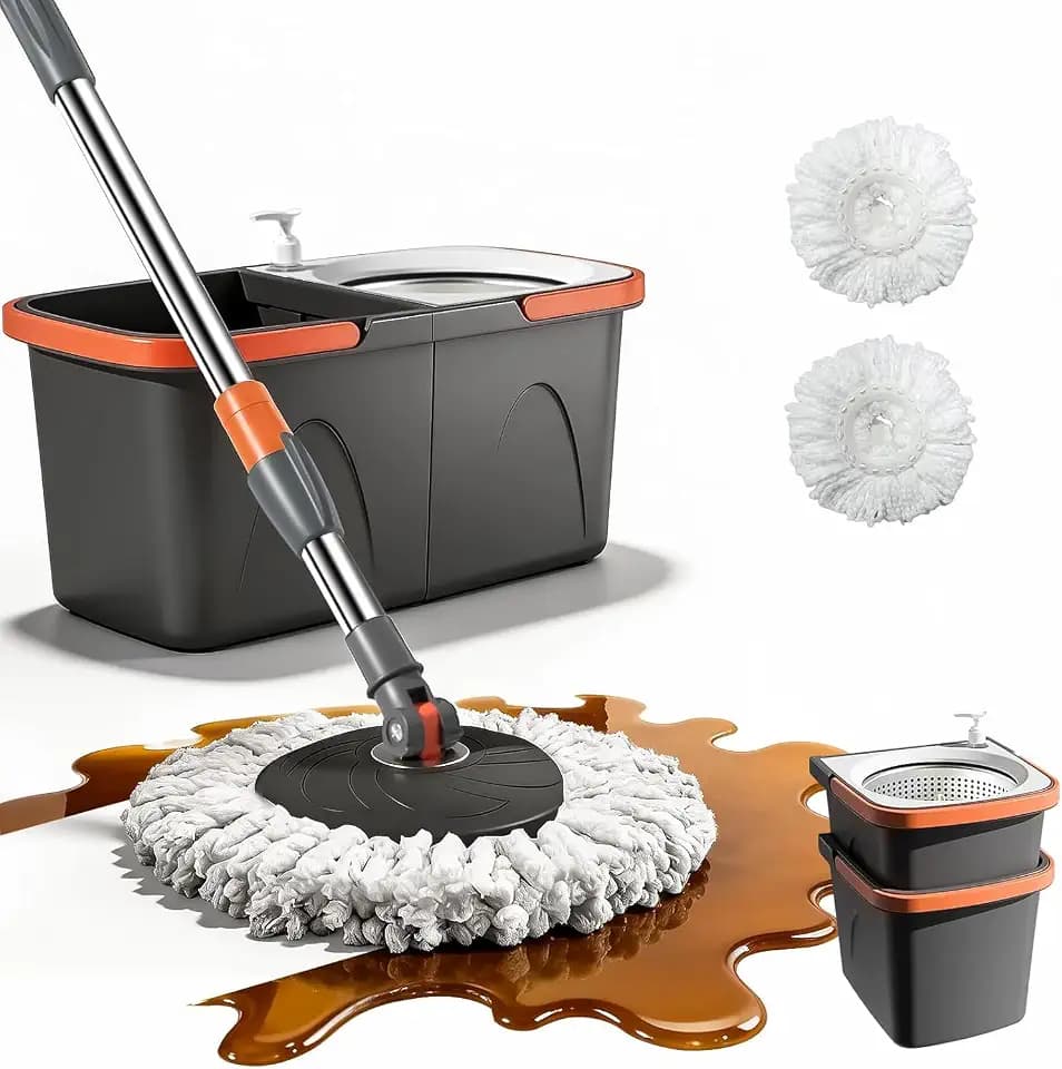 Mop and Bucket Set with Wringer, Stackable Spin Mop System