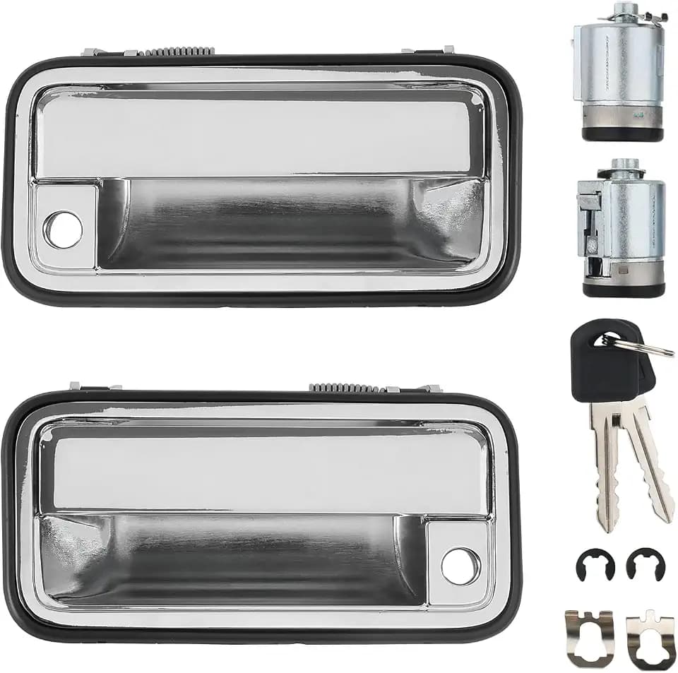 APPERFiT All Metal Exterior Door Handles w/Key Lock Cylinders Compatible with 1995-2000 Chevrolet Chevy/GMC C1500 C2500 C3500 K1500 K2500 K3500 Suburban Tahoe Yukon 15742229 15742230