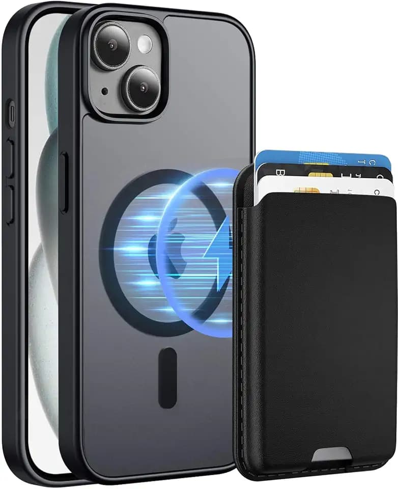 Magnetic for iPhone 15 Plus/14 Plus Wallet Case, Black