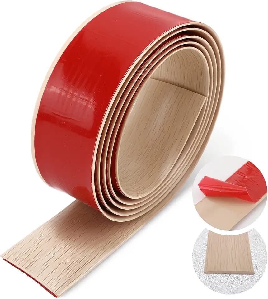Bestcool Vinyl Übergangsprofil Flach selbstklebend Übergangsschiene, 2m Übergangsstreifen Gummi für Laminat Türleiste Bodenleiste(5cm, Ahornfarben)