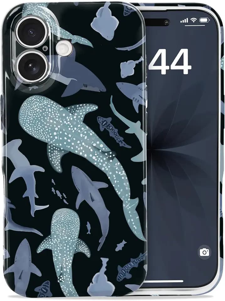 Compatible with iPhone 17 Cute Whale&Shark Print Phone Case