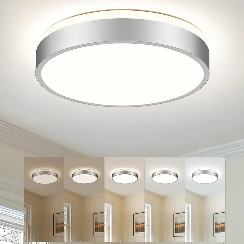 Ken & Ricky 12" Modern Flush Mount Ceiling Light，Brush Nickel,1 Pack
