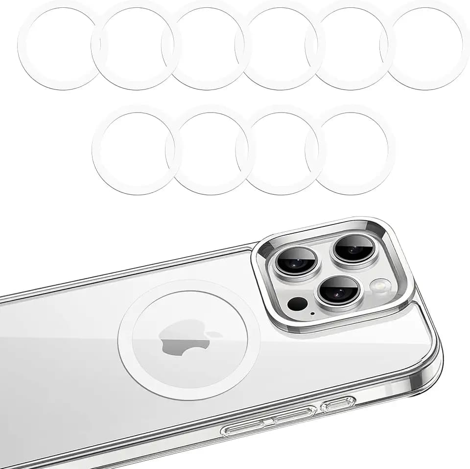 Universal Metal Rings Compatible with Magnetic Sticker,Magnetic Ring for Phone Cases & Wireless Charging (10 Matte White)