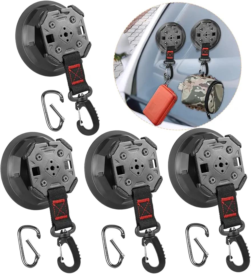 4 Pack Heavy Duty Tie Down Suction Cups with Hook