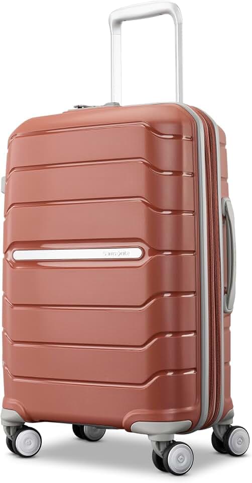 Samsonite Freeform Hardside Carry-On Luggage with Spinner Wheels - Hardshell Suitcase - TSA, Airline-Approved - Expandable Hard Shell, Smooth Rolling Wheels for Lightweight Travel - Burnt Orange
