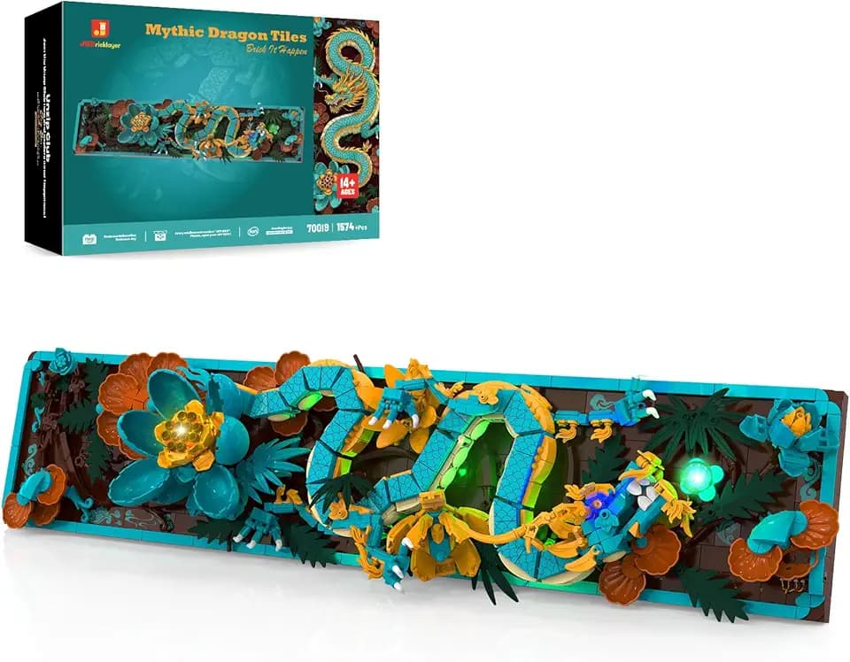 JMBricklayer Mythic Dragon Wall Art Building Set with Lights for Adults