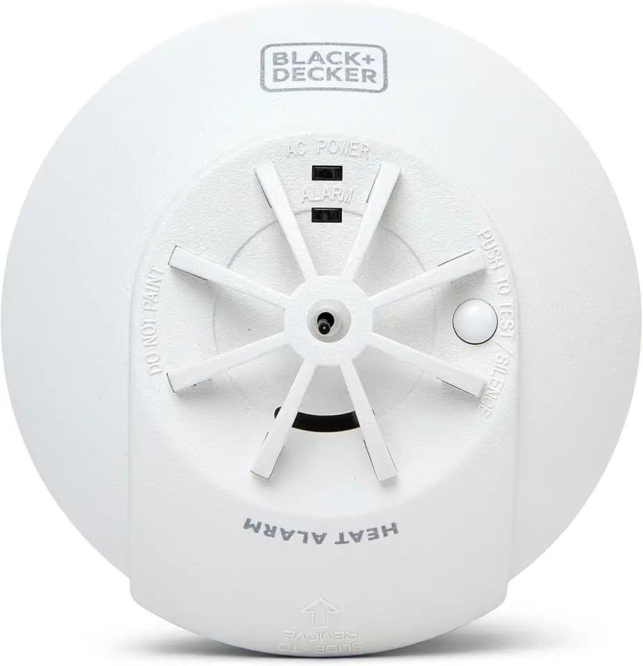 Black + Decker Netz-Küchen-Hitzemelder, 9 V, Batterie-Backup-Netzbetrieb, Wärmemelder für Küche, Garage, Interlink-Alarme für vollständigen Schutz zu Hause, schnelle Befestigung, einfache Installation