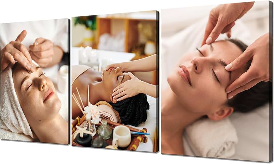 Cawpom Massage Wall Art Relaxation Spa Prints for Beauty Salon(48"x22")