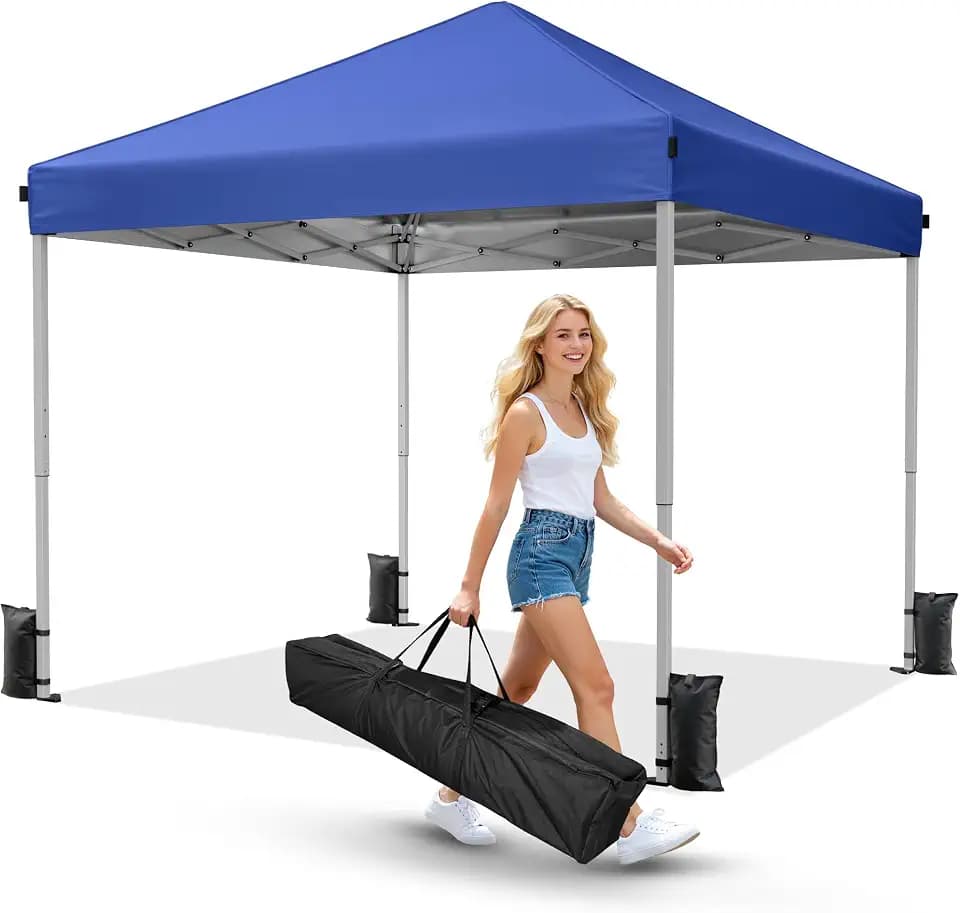 Driftalia 10x10 Pop Up Canopy Tent One-Push Center Lock, Portable Shelter