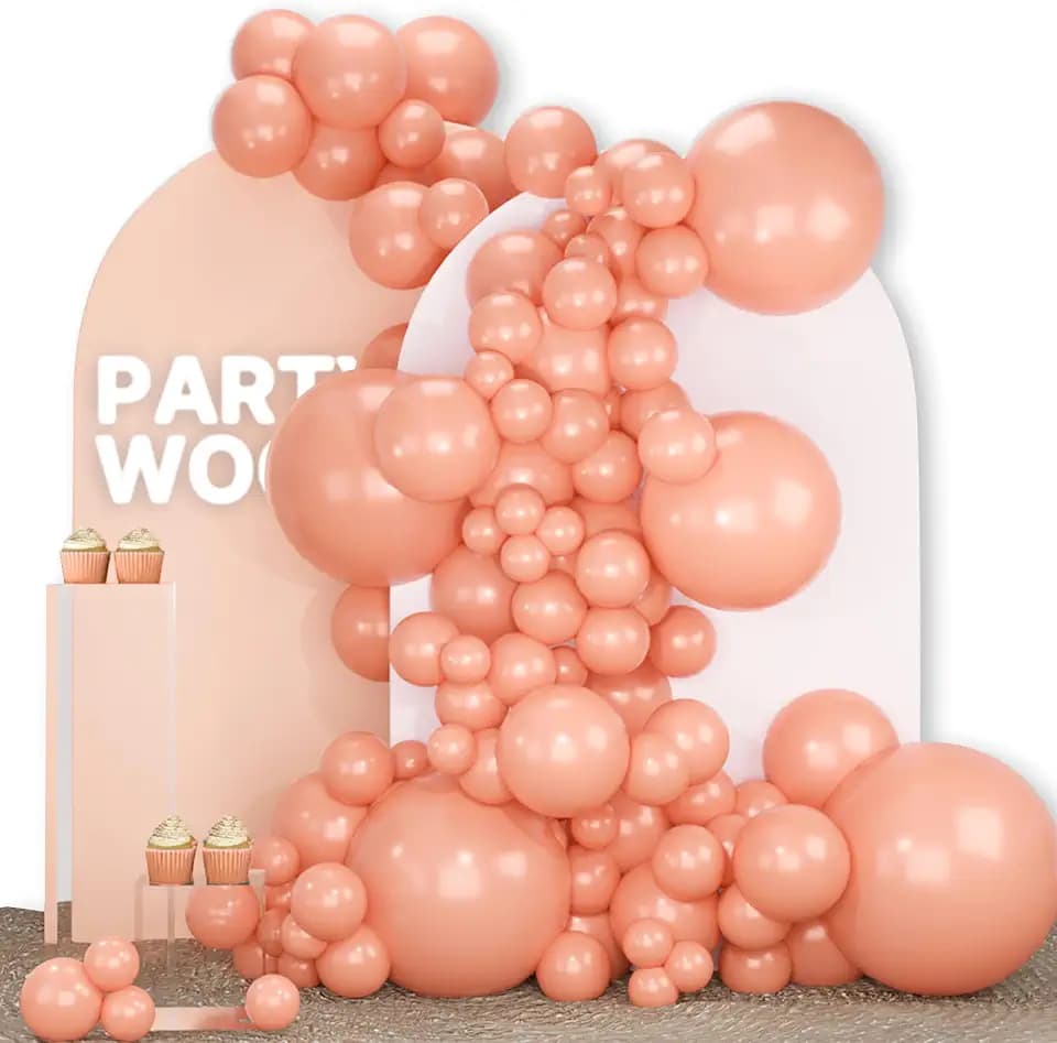 PartyWoo Peach Balloons 140pcs Light Orange Pink Balloons Different Sizes