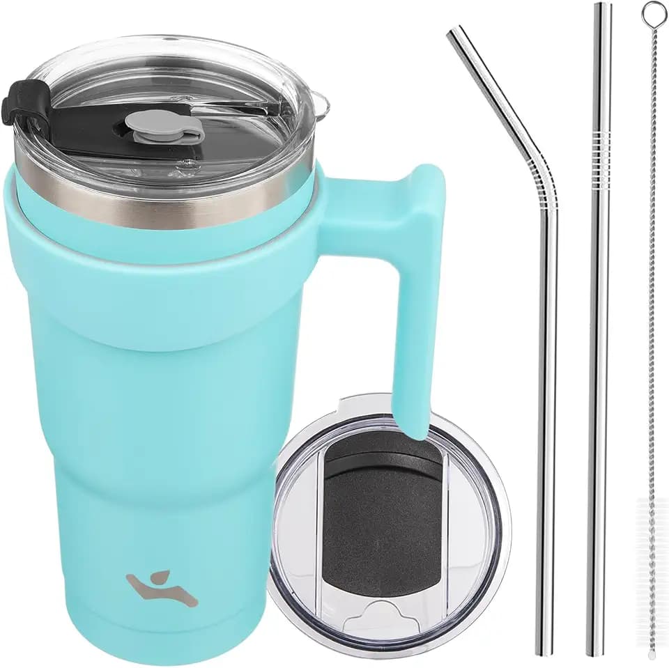 Konokyo 20 oz Tumbler with Handle and Straw, Insulated Travel Mug