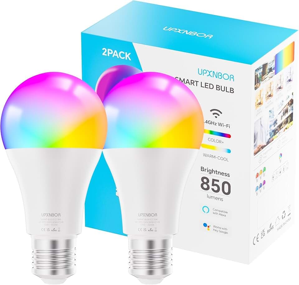 Smarte Glühbirne E27 LED RGBWW WLAN Lampe, 9W, 2 Stück