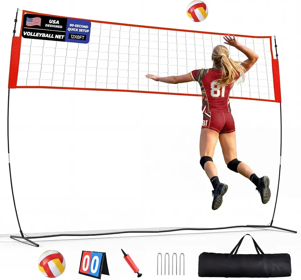 12FT/20FT Volleyball Net for Backyard with Adjustable Height