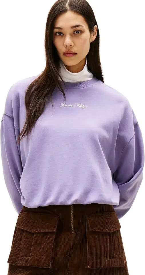 Tommy Hilfiger Damen Classic Script Terry Sweatshirt Ww0ww48269 Pullover-Sweatshirt