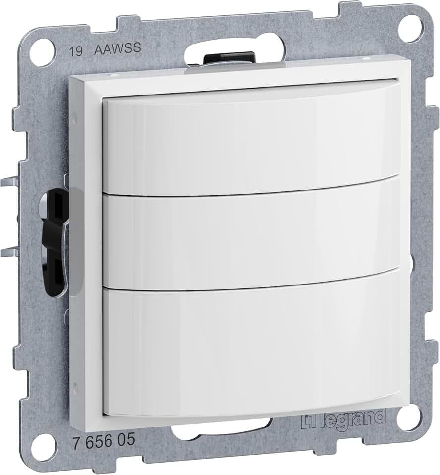 LEGRAND, SEANO 3-Leiter-Bewegungsmelder-Einsatz inkl. Abdeckung, 180° Erfassungsbereich, mit Handbetätigung, 600 W, 5–20m, Farbe: Ultraweiß, 765605