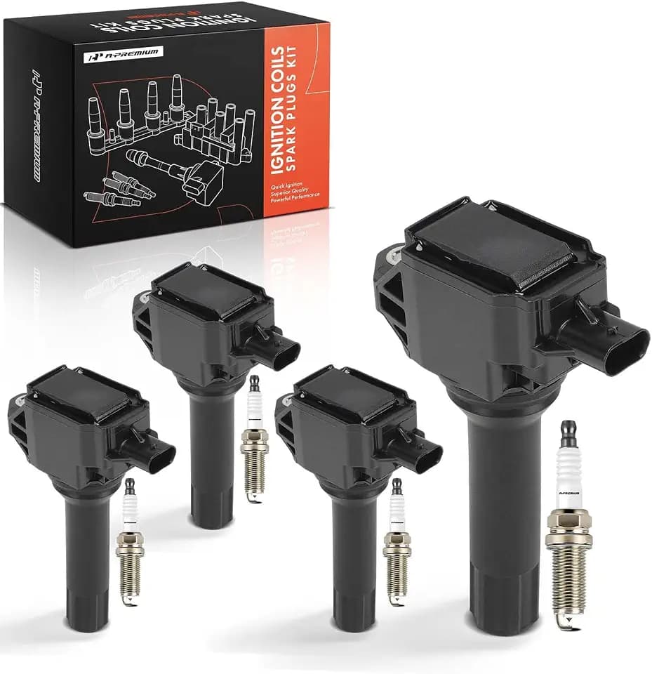 A-Premium Set of 4 Ignition Coil Pack and Iridium Spark Plugs