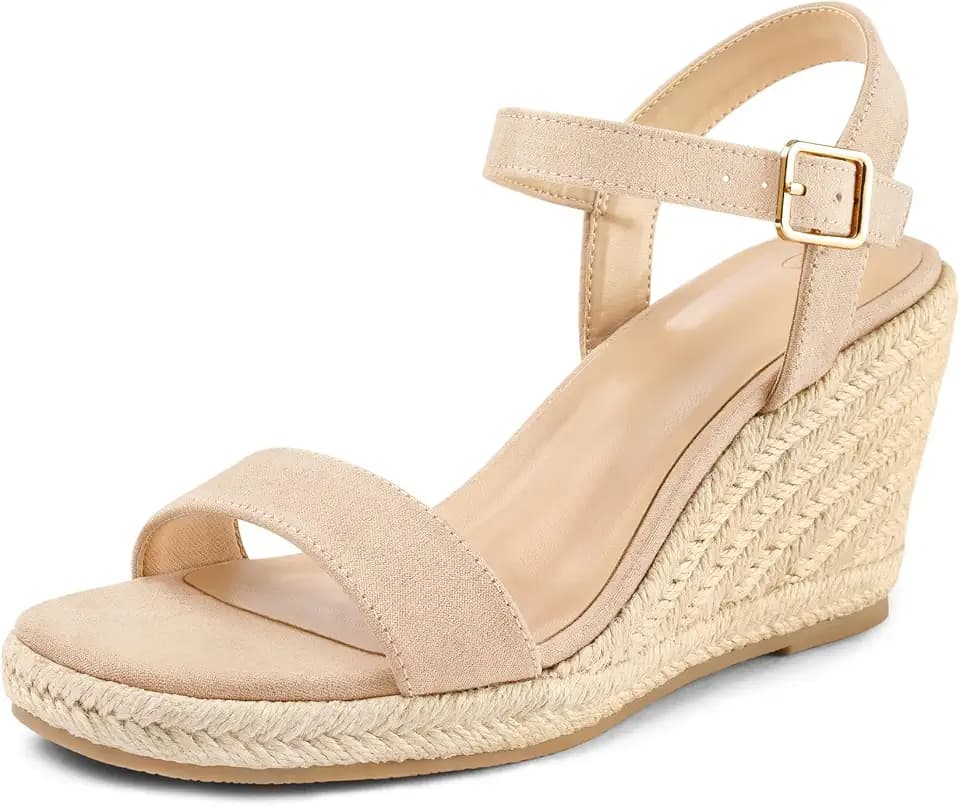 mysoft Women's Espadrille Wedge Sandals Square Open Toe Platform Sandals