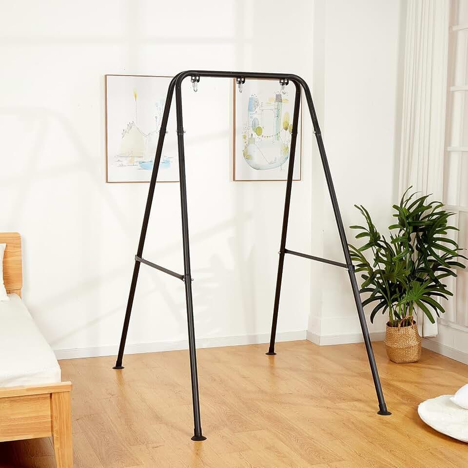 Faltbarer Hängesessel Gestell, Tragbar für Indoor/Outdoor, Robust und Einfach zu Montieren (Hängesessel Nicht im Lieferumfang Enthalten) - Schwarz