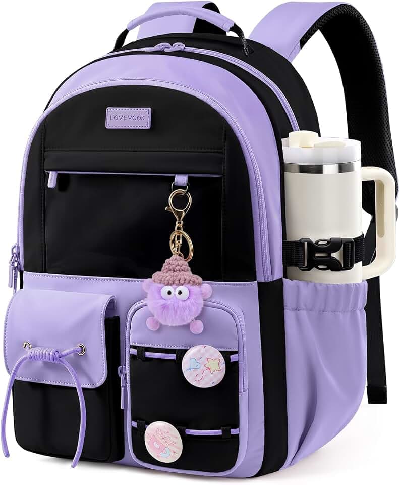 LOVEVOOK School Backpack for Girls Ages 8-16,Cute Student Bookbag for Kids
