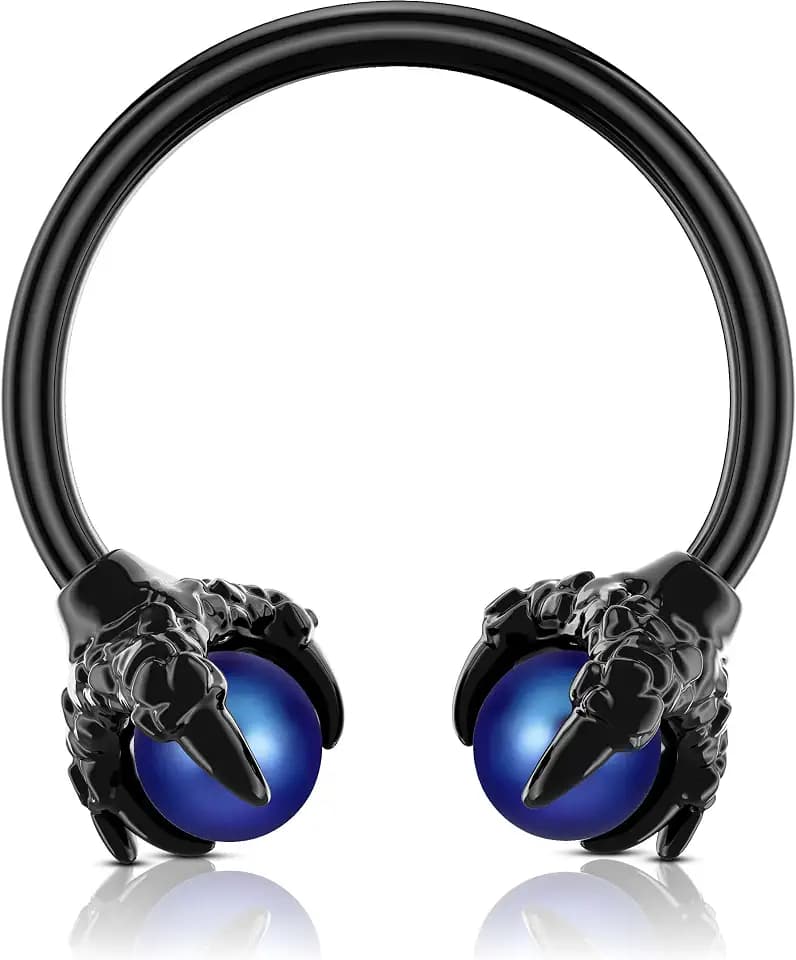 OUFER 316L Surgical Steel Circular Earrings Two White Opals Surrounded by Dragon Claws Cartilage Earing Ear Body Piercing Jewelry Helix Earrings Piercing…
