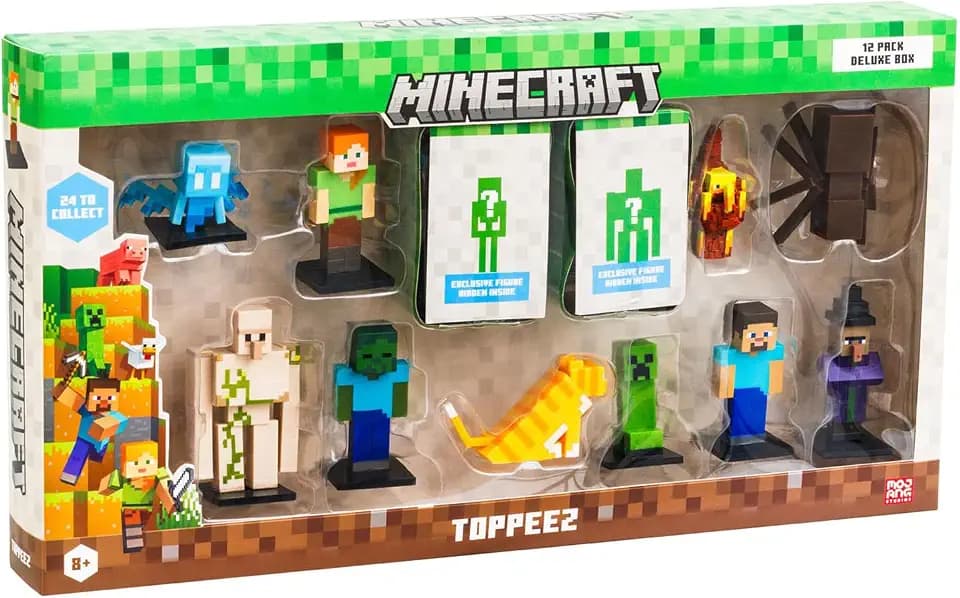BANDAI Minecraft – Packung mit 12 Figuren zum Sammeln – Deluxe-Box mit 2 Mystery-Figuren – offizielle Kollektion inspiriert vom Videospiel und dem Film Minecraft – ab 8 Jahren – PMM2080