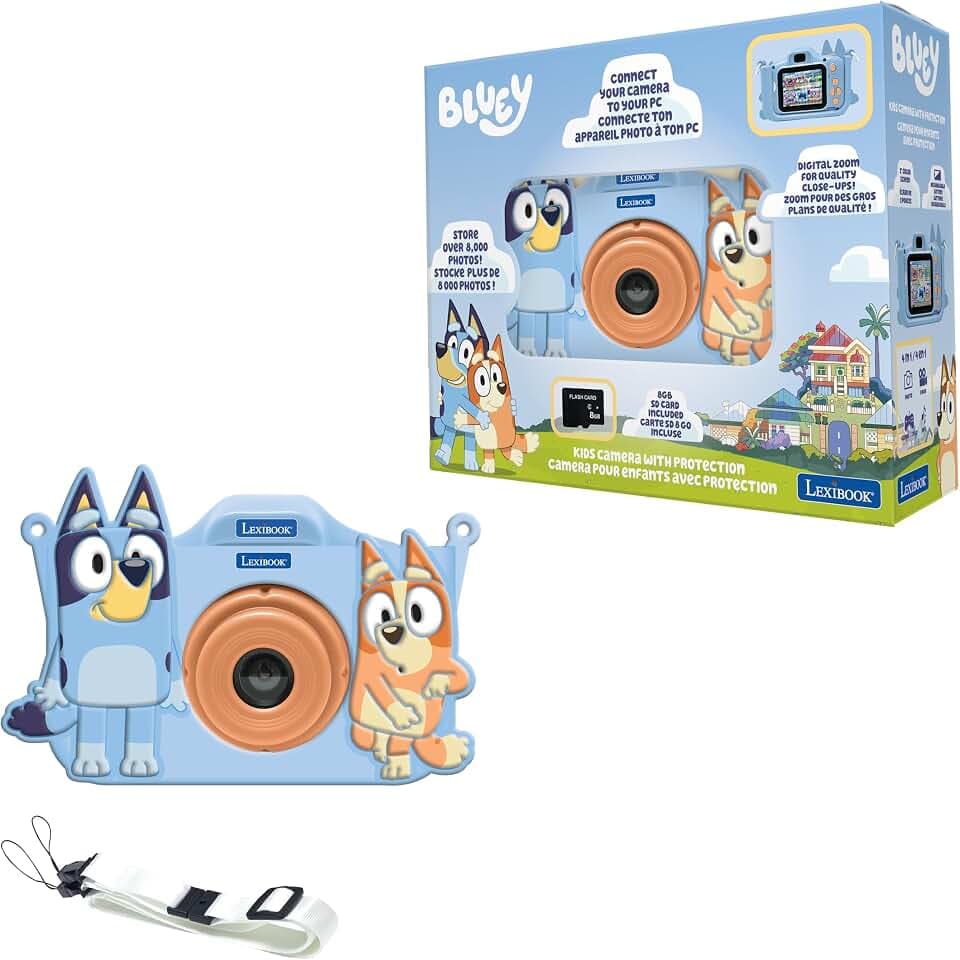 Lexibook, Bluey, 4-in-1 Kinderkamera mit Schutzhülle, DJ078BYLXB