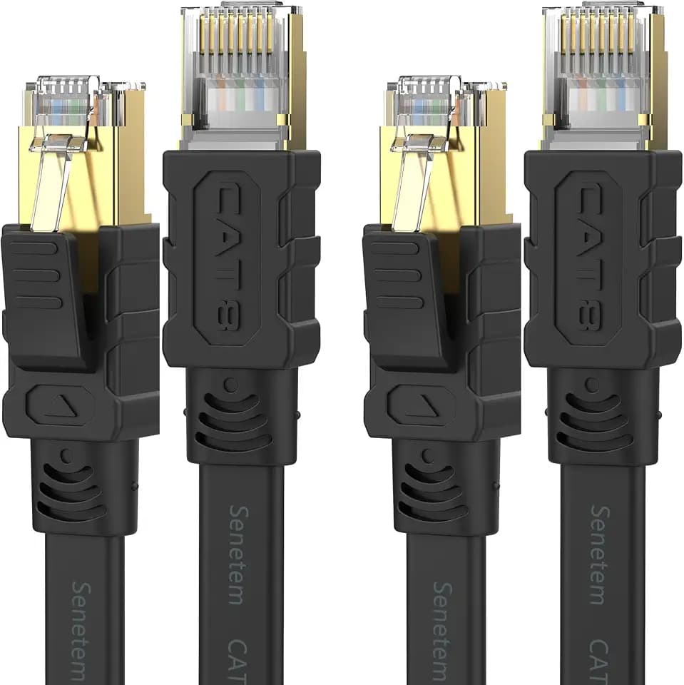 Senetem Cat8 Ethernet Cable 3FT 2-Pack, 40Gbps Flat RJ45 LAN Network Cable