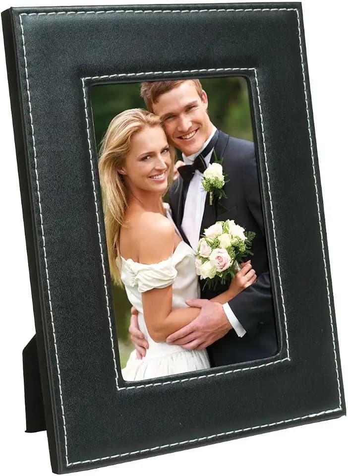 Neil Enterprises Inc. 5" x 7" Black Faux Leather Picture Frame