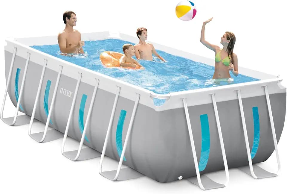 INTEX 26769EH 13ft X 6.5ft x 48in Prism Frame Clearview Rectangular Above Ground Swimming Pool Set with 530 GPH Cartridge Filter Pump, Ground Cloth, Pool Cover