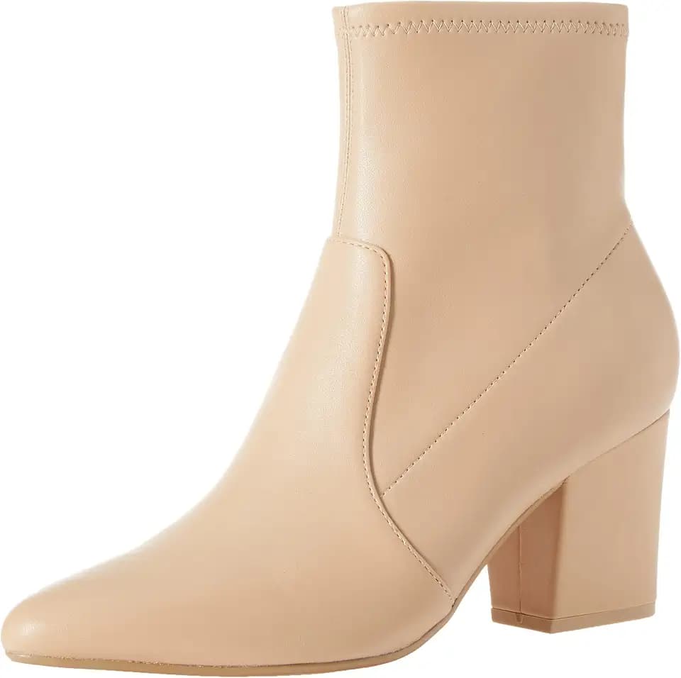 Amazon Essentials Women's Fitted Stretch Ankle Heel Boots with Pointed Toe