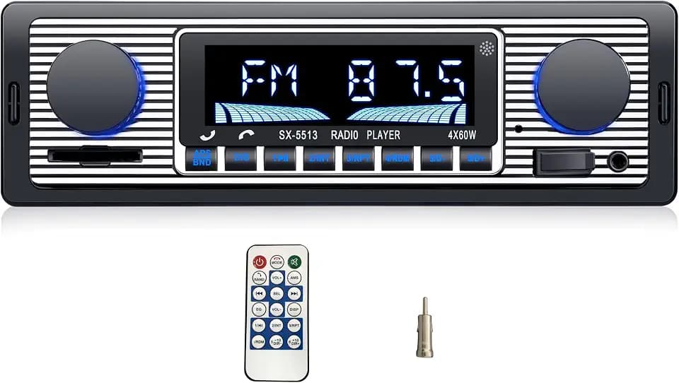 Retro Single Din Radio Bluetooth Hands Free FM MP3 for Drivers