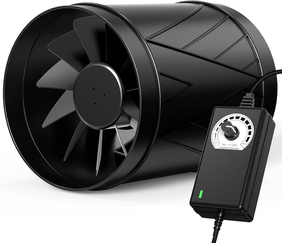 Aygrochy 150mm Rohrventilator Regelbar, EC-Motor Rohrlüfter 586m³/h, Abluftventilator für für Wintergarten Growzelte Keller Garage Küche