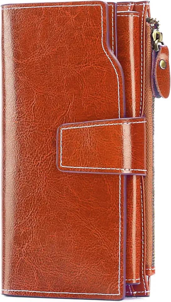 SENDEFN b枚rse Damen Leder Gross beutel RFID Schutz Damen Gro脽 Portemonnaie Viele F盲cher Lang Portmonee mit 21 Kartenf盲cher und Handyfach