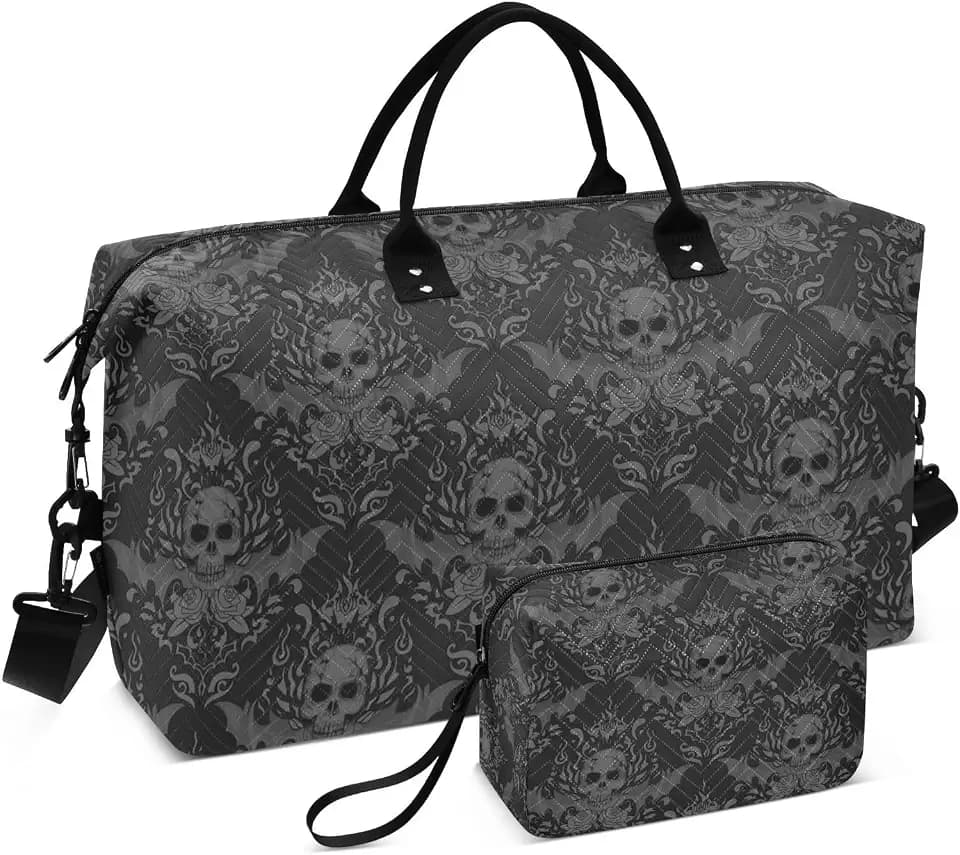 Gothic Skull Quilted Travel Bags Weekender Duffle Bags