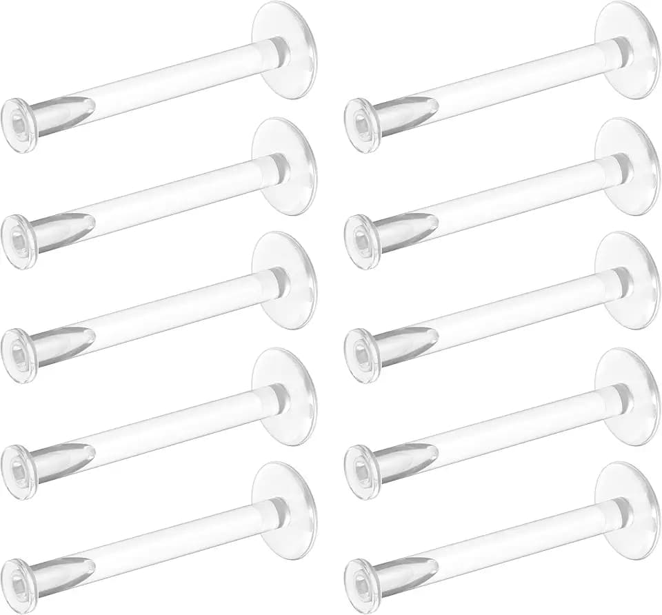 Bioflex Clear Earrings for Sports, Work, School, Surgery, MRI - Clear Piercing Jewelry Labret Studs for Ears, Cartilage, Helix, Tragus, Lip, Medusa, Monroe - Flat Push-In Plastic Earrings (16g, 18g) Piercing Retainers