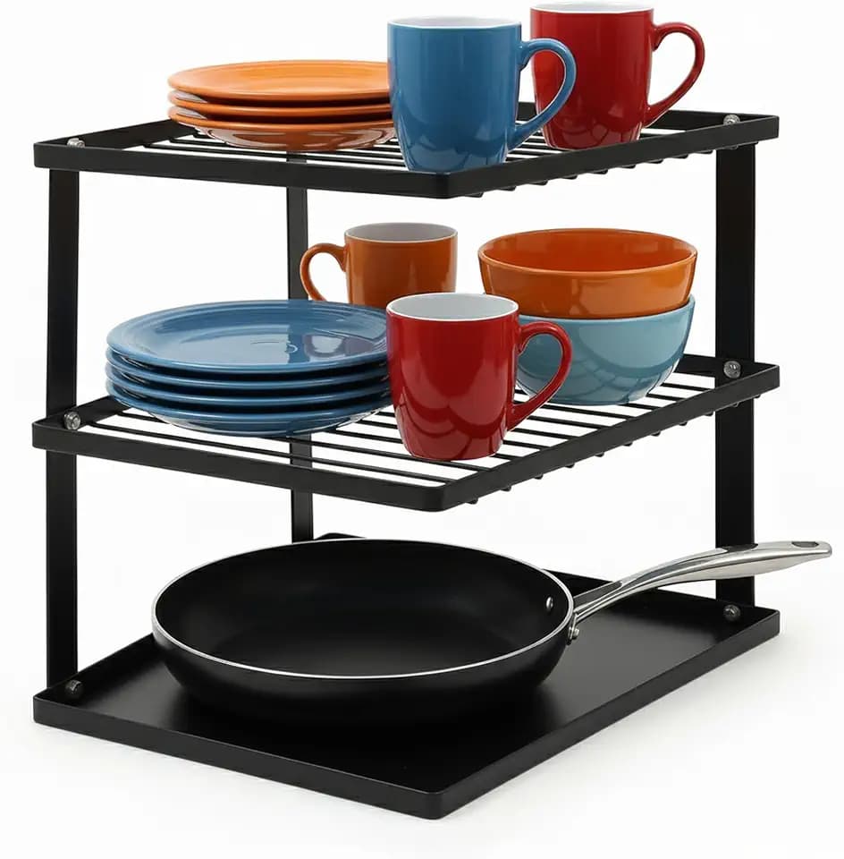 Tellerregal für Küchenschrank 3 Etagen Eck 25x25cm – Joeji's Schwarz
