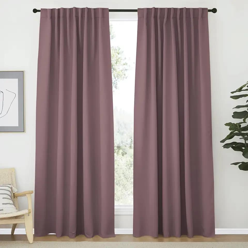 NICETOWN Blackout Curtain Panels Window Draperies - (Dry Rose Color) 62x84 inch, 2 Pieces, Insulating Room Darkening Blackout Drapes for Bedroom