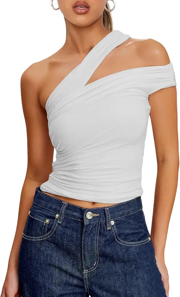 Vivitulip Women’s Off Shoulder Tank Tops Cut Out Fitted Sleeveless Cami Shirts