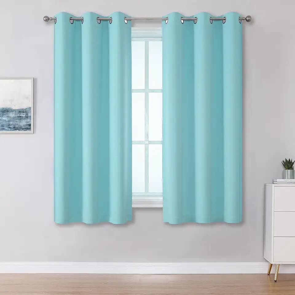 DUALIFE Aqua Curtains for Living Room Bedroom Light Blocking Window Curtains Triple Weave Room Darkening Curtain Panels Thermal Insulated Grommet Top 34X54
