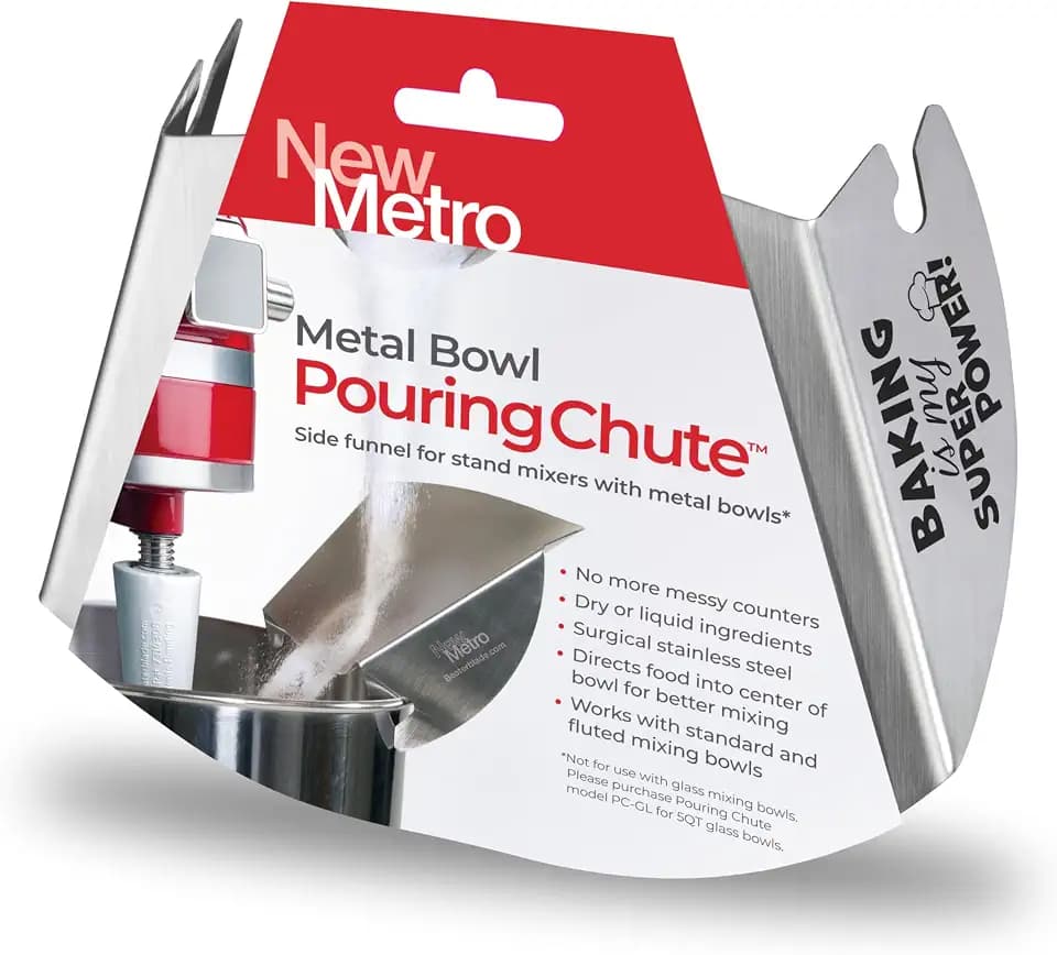 New Metro Design Pouring Chute Stand Mixer Replacement Pouring Shield with Unique Laser Etched Motto, Baking Is My Superpower