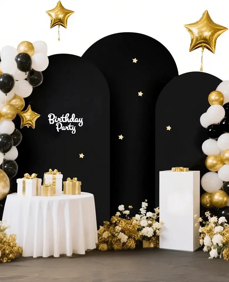 HEMMOTOP Stretchy Arch Backdrop Cover Set, Black, 7.2/6.6/6ft 3-Pack