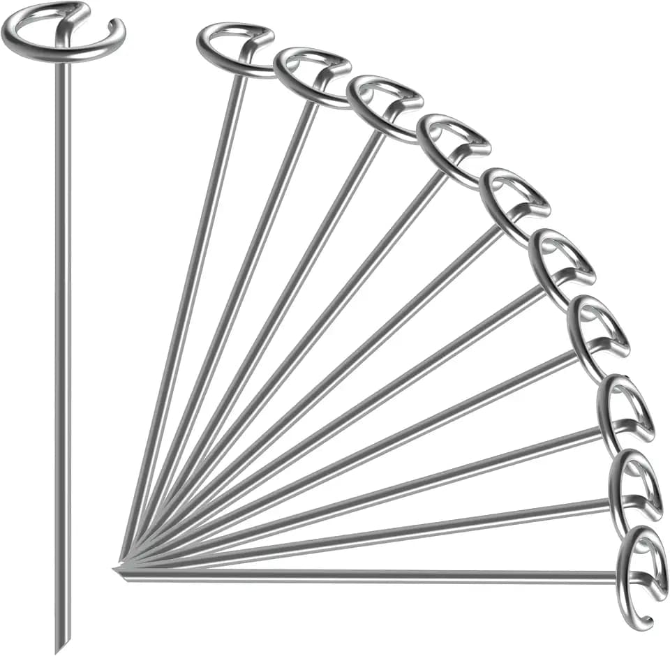 12 Inch 8 Gauge Circle Top Landscape Fabric Staples, HKKZYT 100 Pcs Galvanized Landscape Fabric Pins, Gardening Essentials Garden Weed Barrier Stakes Sod Staples for Outdoor
