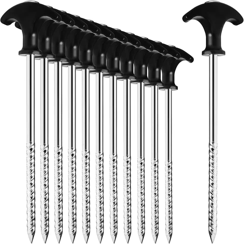 com-four® 12x Zelt-Heringe aus Stahl, robuste Erdnägel mit Gewinde