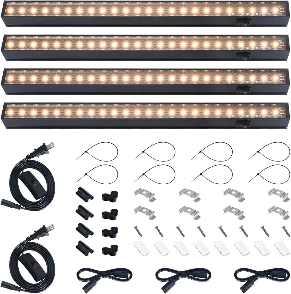 Barrina Grow Lights for Indoor Plant, T5 1FT Full Spectrum, Yellow, 4 Packs