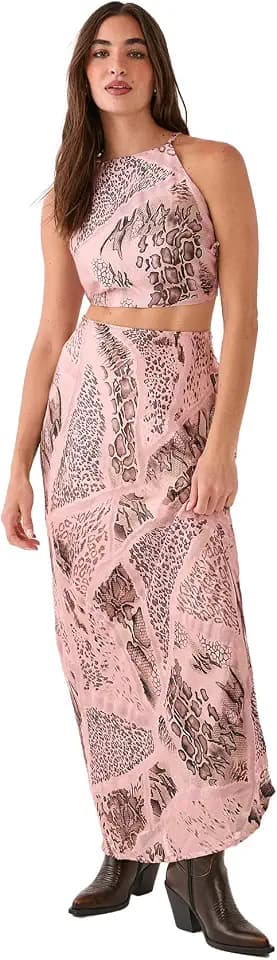 Nasty Gal Women's Animal Burnout High Neck Strappy Crop Top