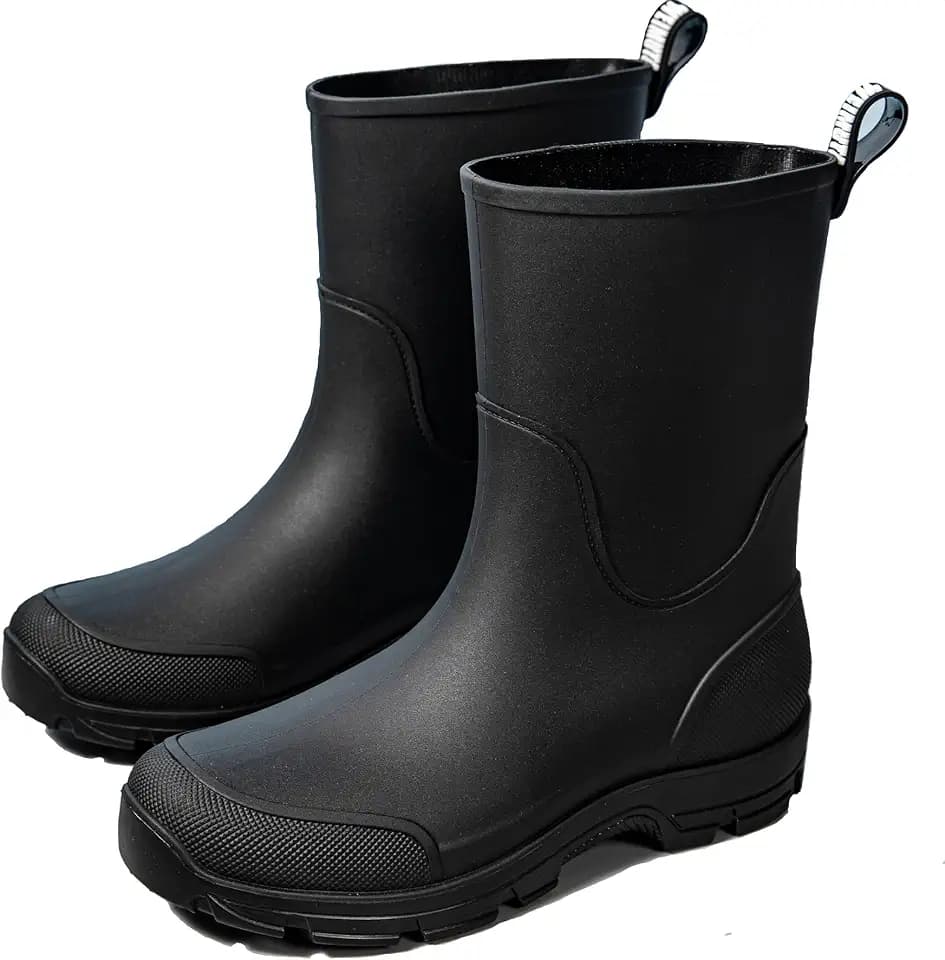 XUNRUO Mid Calf Rain Boots Waterproof Slip Resistant for men and women