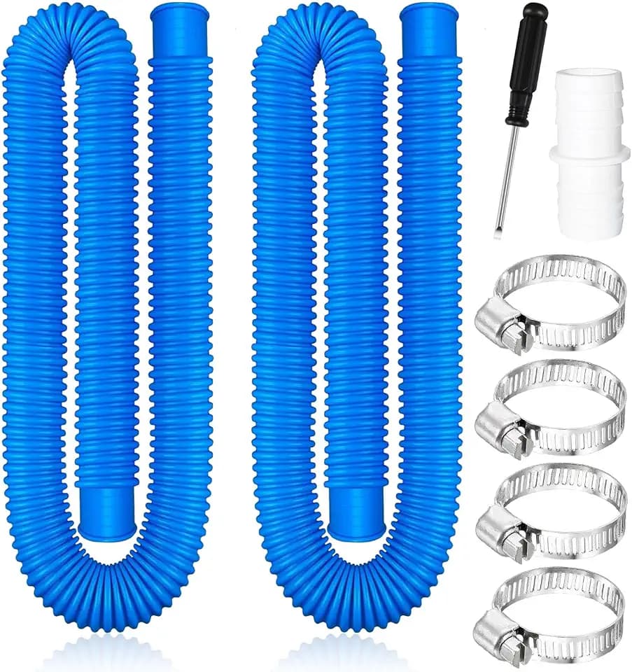 Poolschlauch 32mm,2 Stück 1.5M Schwimmbadschlauch Ersatzschlauch,4 Stück Sicherungsclip Und 1 Stück Schlauchverbinder,Hochwertiger Pool Schlauch,Poolfilterschlauch,für Filterpumpe Und Schwimmbad