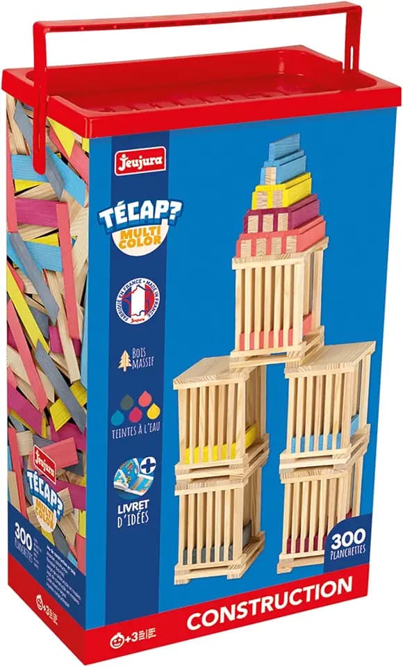 Jeujura – Tecap Color – 300 Teile – Konstruktionsspielzeug – Bauklötze – für unzählige Bauprojekte – der Fantasie freien Lauf Lassen – Motorik – Kreativität – 8313