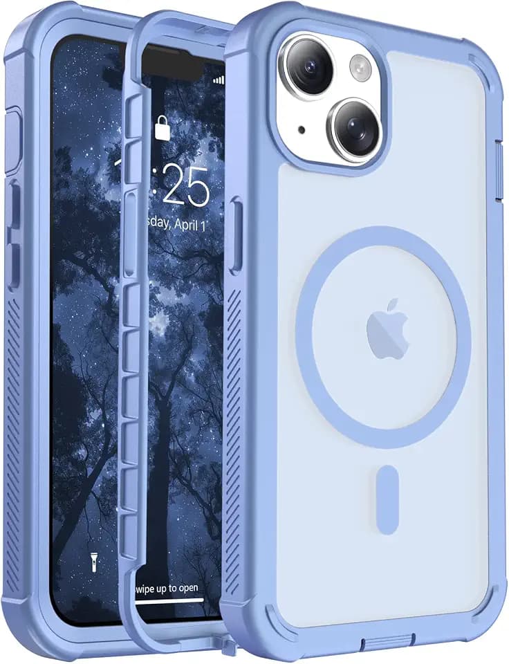jaroco Magnetic for iPhone 13 Case Heavy Duty Protection Blue Purple